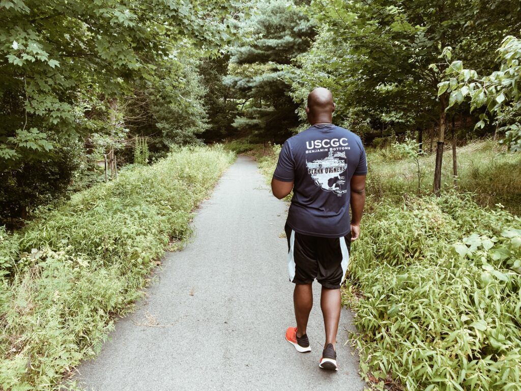 Husband walking on a trail